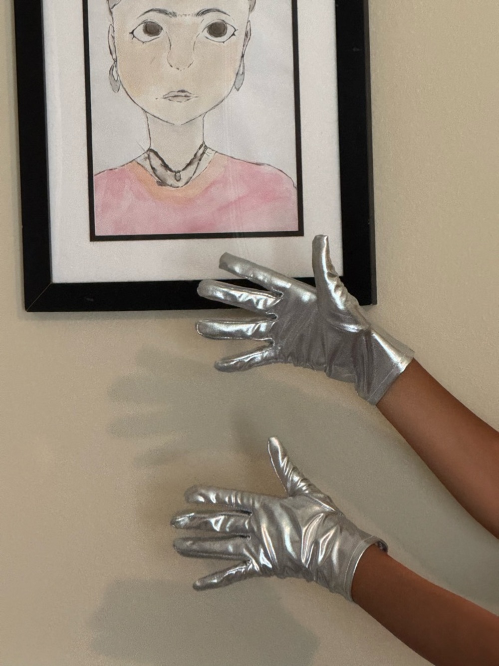 Metallic Silver Glam Gloves